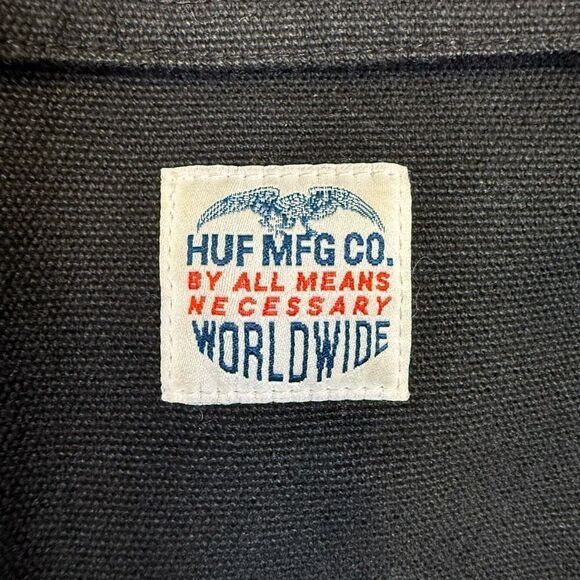 Huf Mfg Co Worldwide Mens Size Medium Button Front Denim Jean Shirt Jacket Black - Picture 4 of 9
